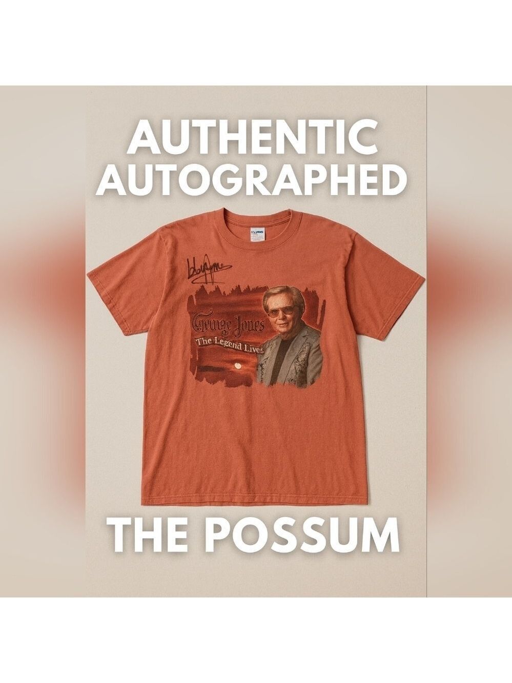Autographed George Jones The Legend Lives Concert Tour Orange T-shirt XL